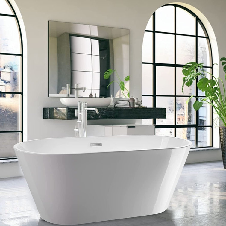 Iris 59" Pure White Freestanding Acrylic Bathtub