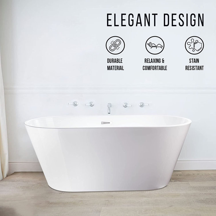 Iris 59" White Freestanding Acrylic Soaking Bathtub