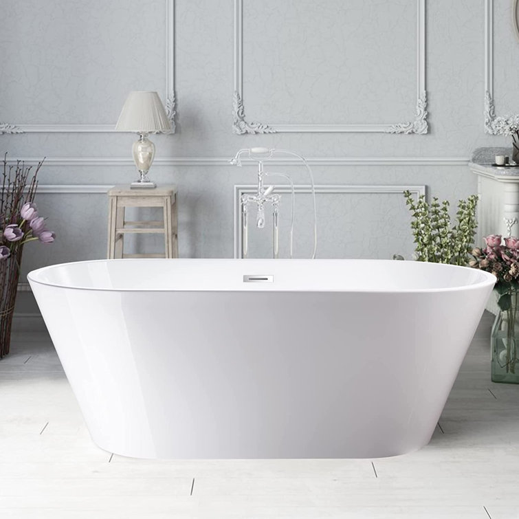 Iris 59" White Freestanding Acrylic Soaking Bathtub