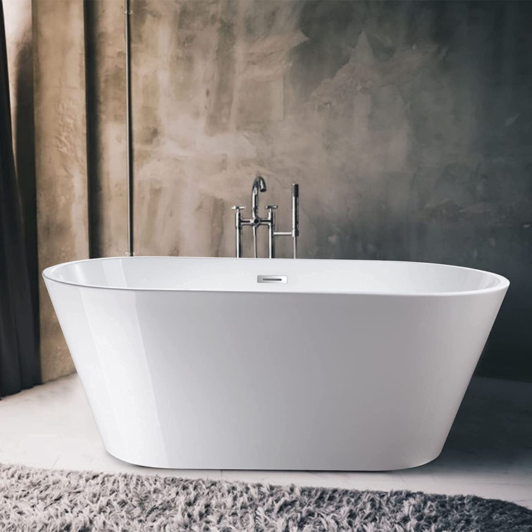 Iris 59" White Freestanding Acrylic Soaking Bathtub