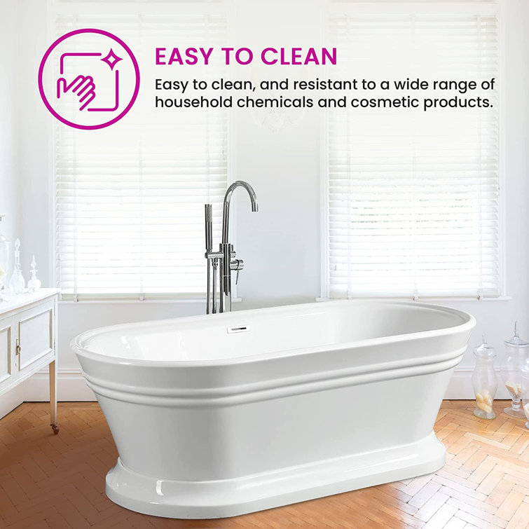 59" White Freestanding Acrylic Soaking Bathtub