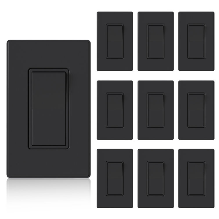 Black Matte Thermoplastic Rocker Light Switch Set of 10