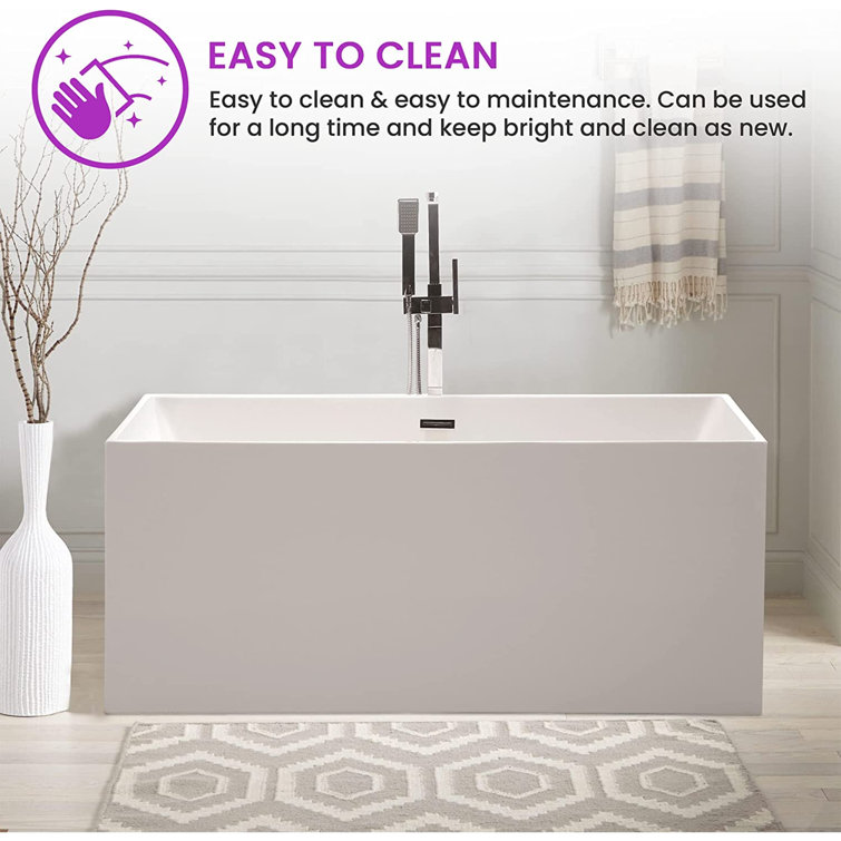 67" White Acrylic Freestanding Soaking Bathtub