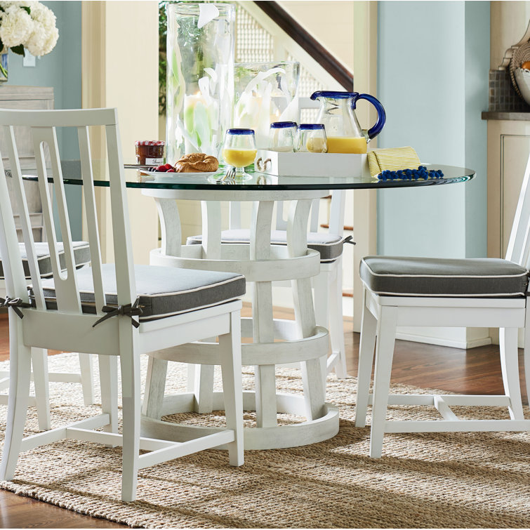 Coastal Escape 44" Round Glass & Wood Dining Table in Sandbar