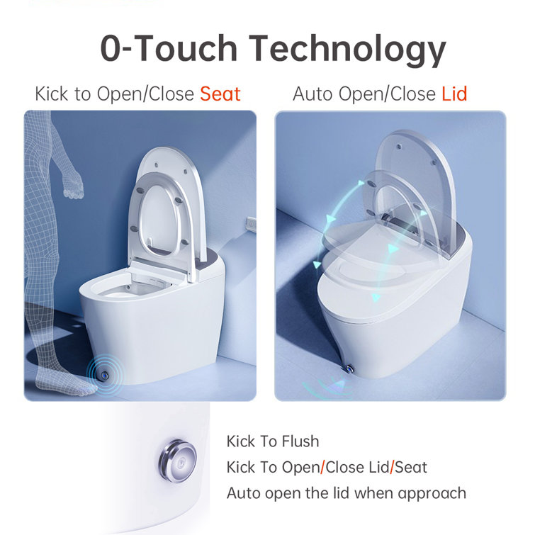 Elongated White Smart Toilet with Auto Flush and Heated Seat