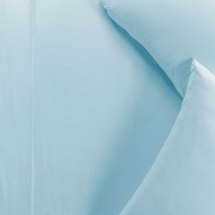 Twin Light Blue Cotton Flannel Sheet Set