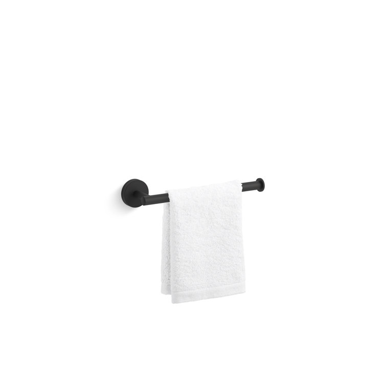 Elate Matte Black 9" Metal Wall-Mounted Towel Arm