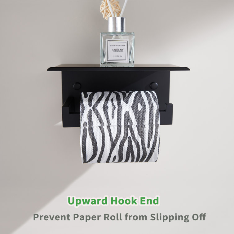 Matte Black Stainless Steel Wall Mounted Toilet Paper Holder with Shelf