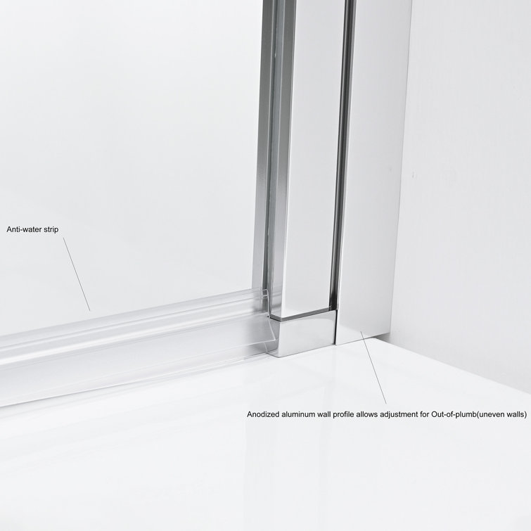 Polished Chrome Frameless Hinged Tub Door with Tempered Glass