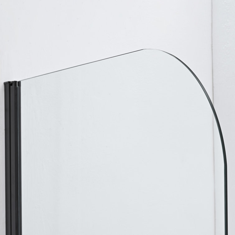 Matte Black Frameless Hinged Tub Door with Clear Tempered Glass