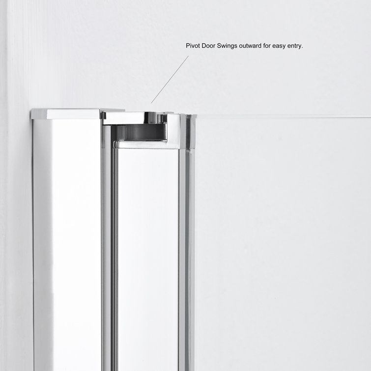 Polished Chrome Frameless Hinged Tub Door with Tempered Glass
