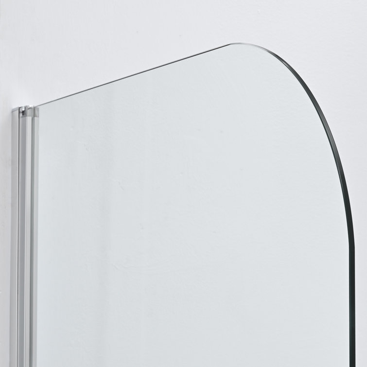 Polished Chrome Frameless Hinged Tub Door with Tempered Glass