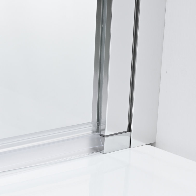 Polished Chrome Frameless Hinged Tub Door with Tempered Glass