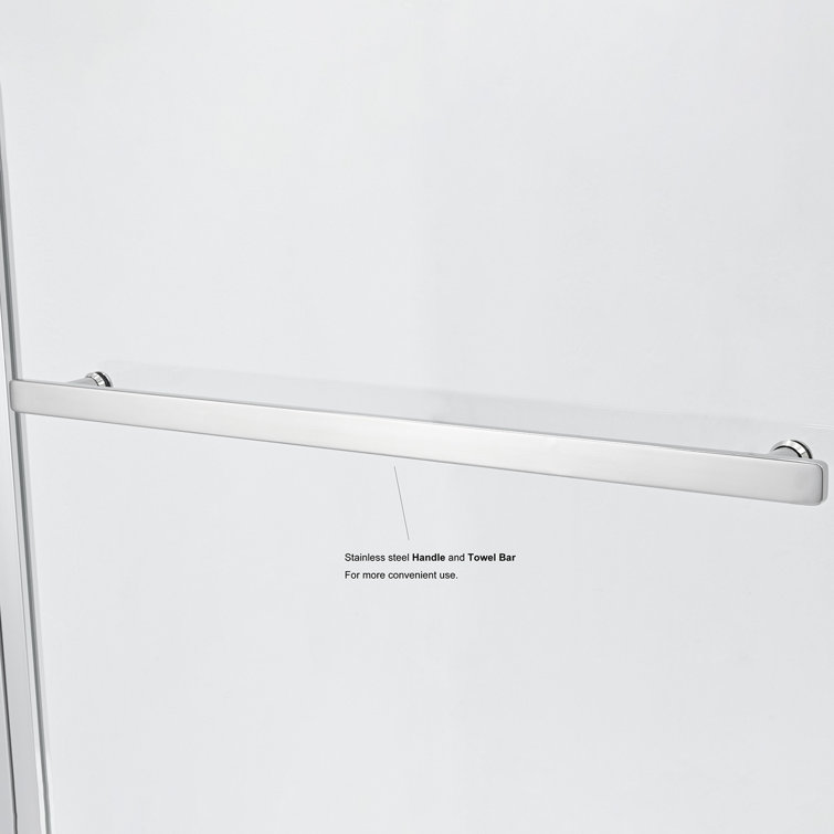Polished Chrome Frameless Hinged Tub Door with Tempered Glass