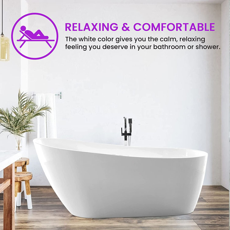Cora 67" White Freestanding Acrylic Bathtub