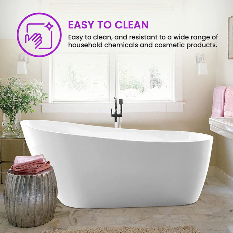 Cora 67" White Freestanding Acrylic Bathtub