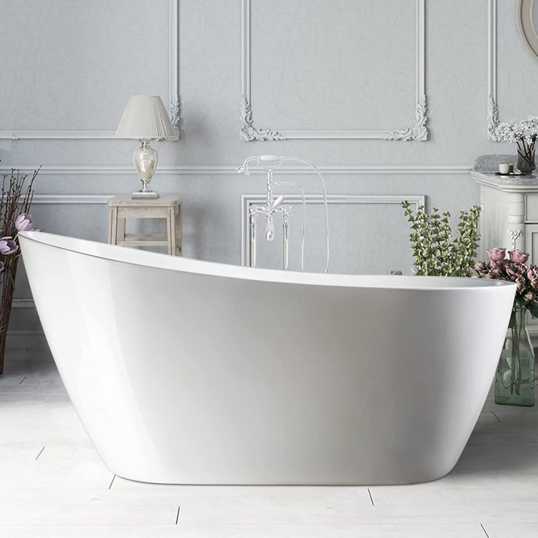 Maya 55" White Acrylic Freestanding Soaking Bathtub