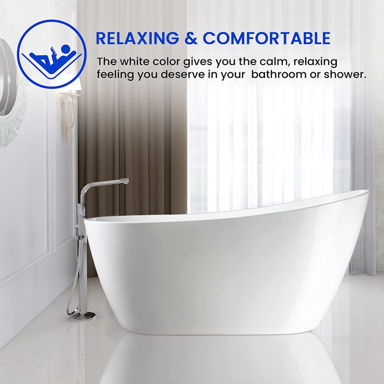 Maya 55" White Acrylic Freestanding Soaking Bathtub