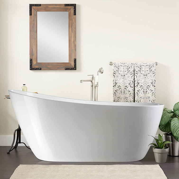 Maya 55" White Acrylic Freestanding Soaking Bathtub