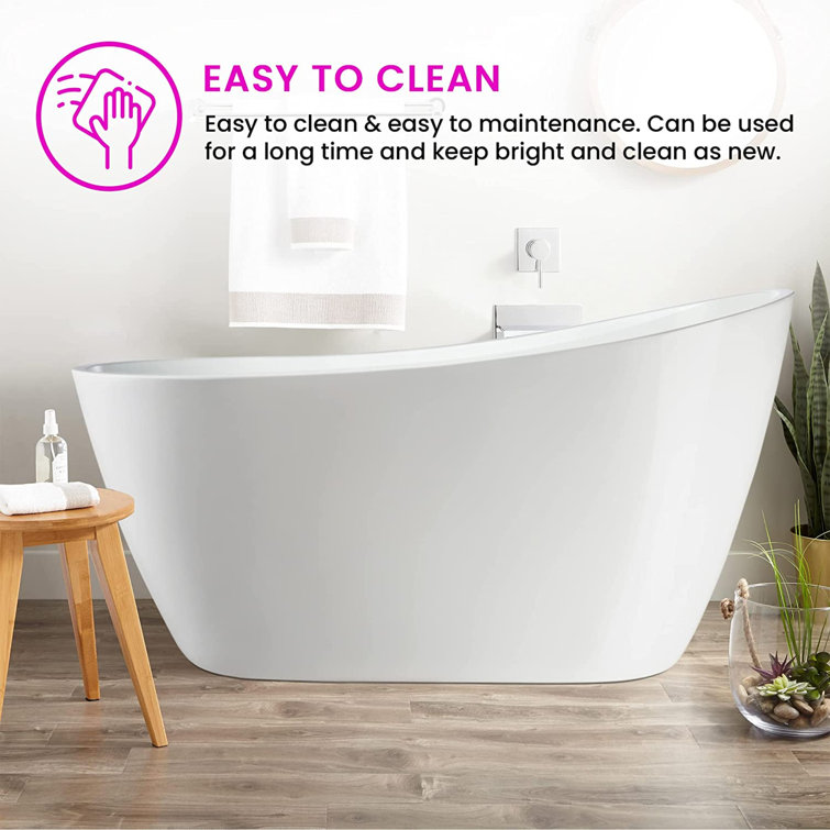 Maya 55" White Acrylic Freestanding Soaking Bathtub