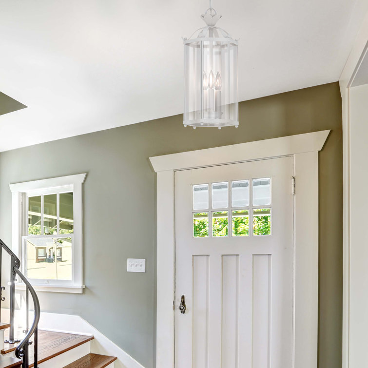 White Glass LED Pendant Light with Crystal Embellishments