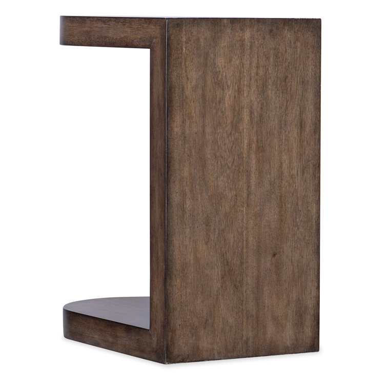 Modern Dark Brown Solid Wood C-Shaped End Table