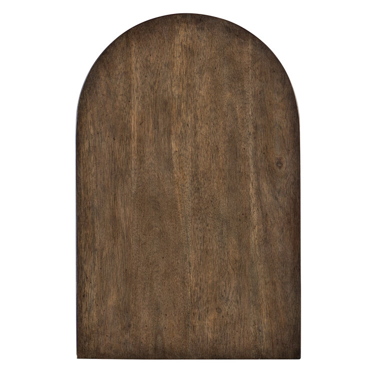 Modern Dark Brown Solid Wood C-Shaped End Table