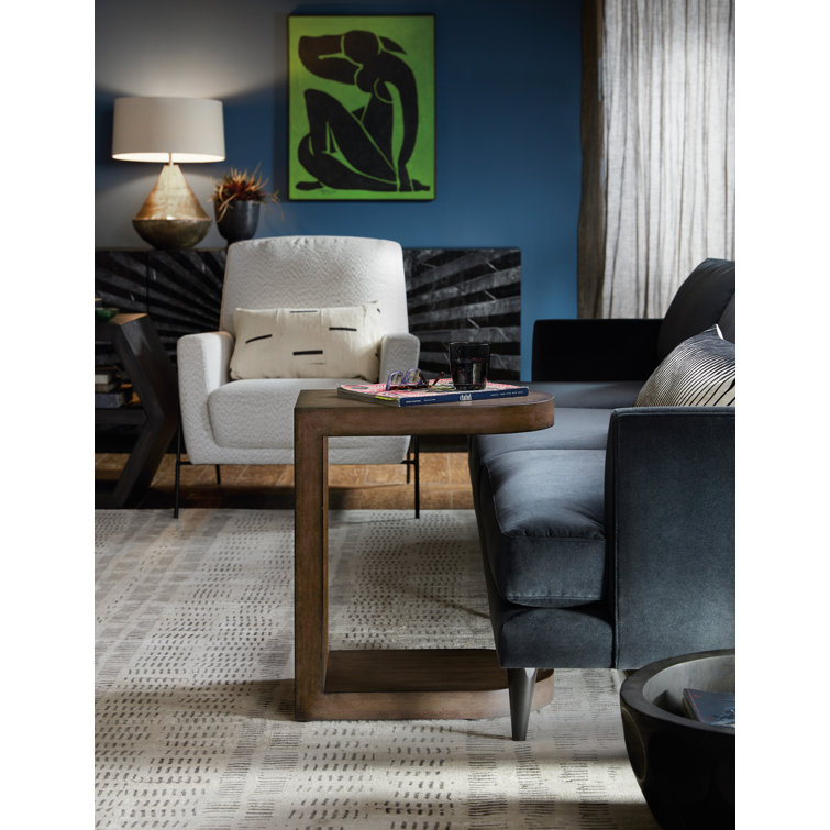 Modern Dark Brown Solid Wood C-Shaped End Table