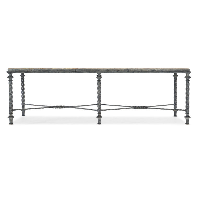 Gray Stone Top Rectangular Metal Coffee Table