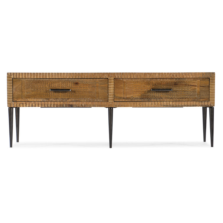 Rustic Brown Wood Media Console with Cabinet
