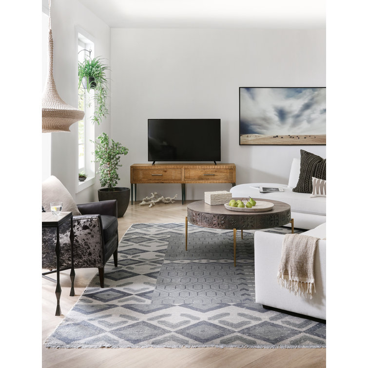 Rustic Brown Wood Media Console with Cabinet