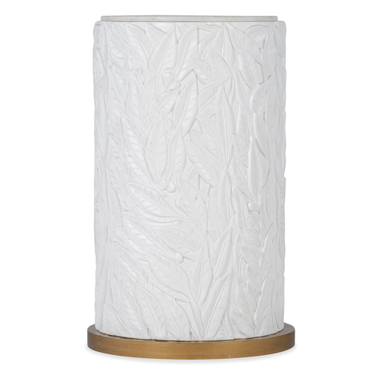 White and Gold Round Resin and Quartz End Table