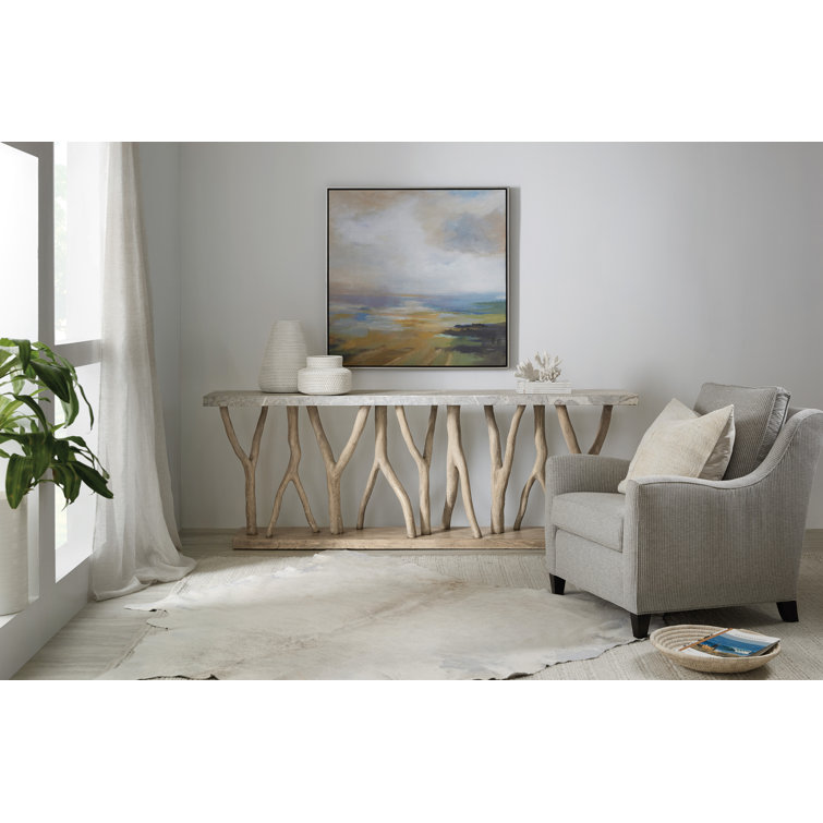 Sundance Dark Wood and Stone Veneer Console Table with Storage