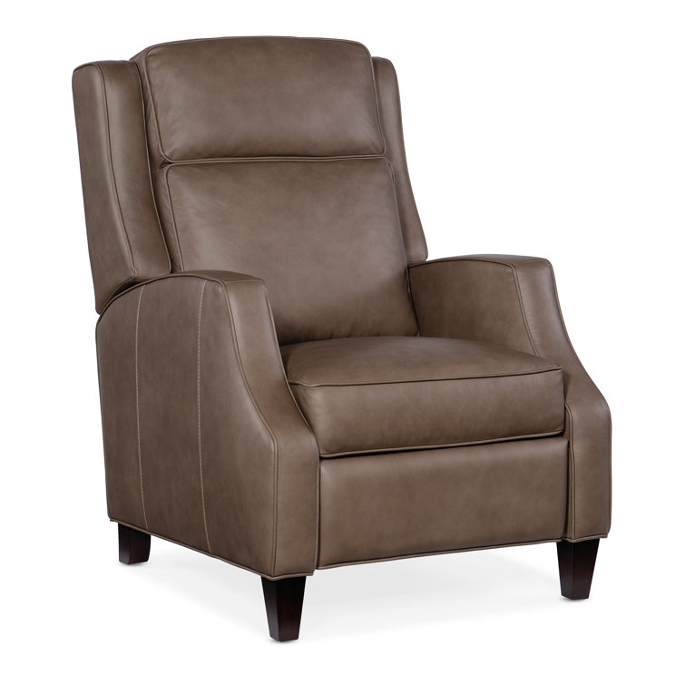 Aspen Lenado Gray Leather Recliner with Dark Wood Legs