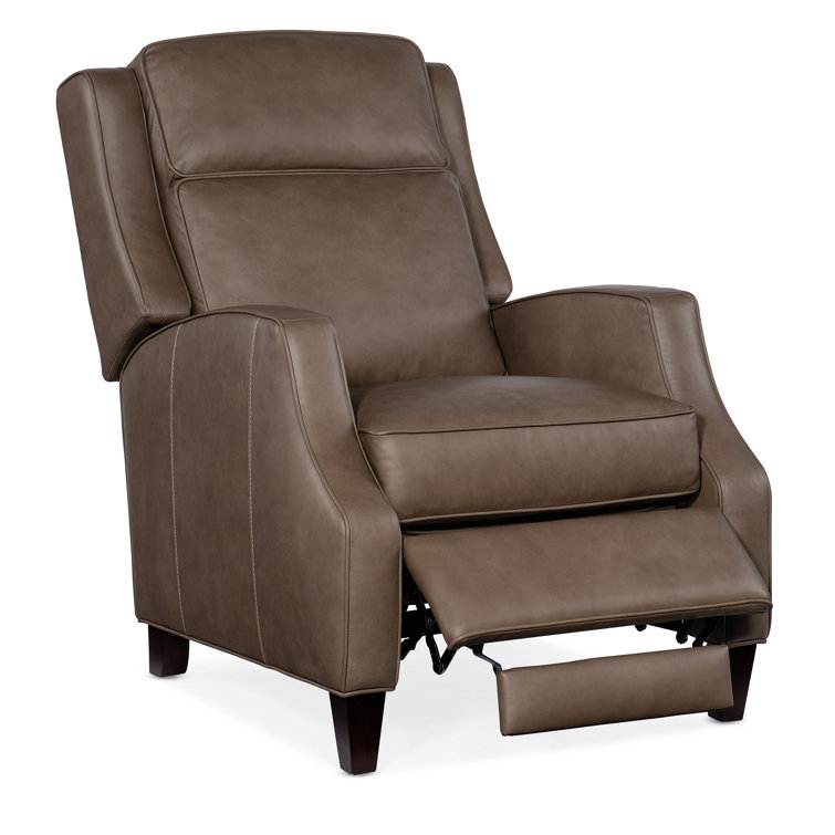 Aspen Lenado Gray Leather Recliner with Dark Wood Legs