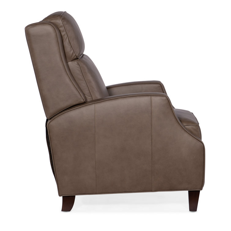 Aspen Lenado Gray Leather Recliner with Dark Wood Legs