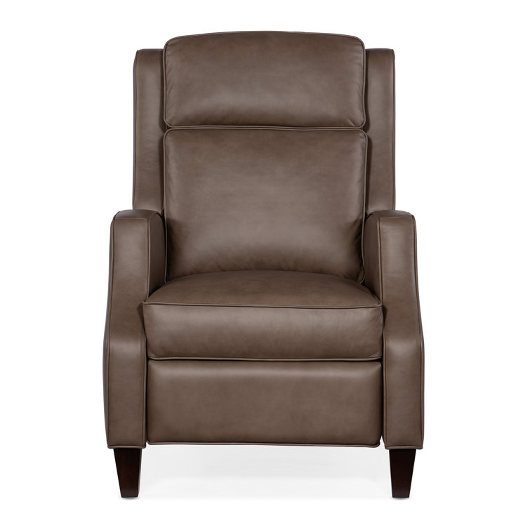 Aspen Lenado Gray Leather Recliner with Dark Wood Legs