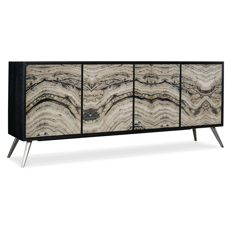 Melange 86'' Black and Silver Oak Veneer Sideboard