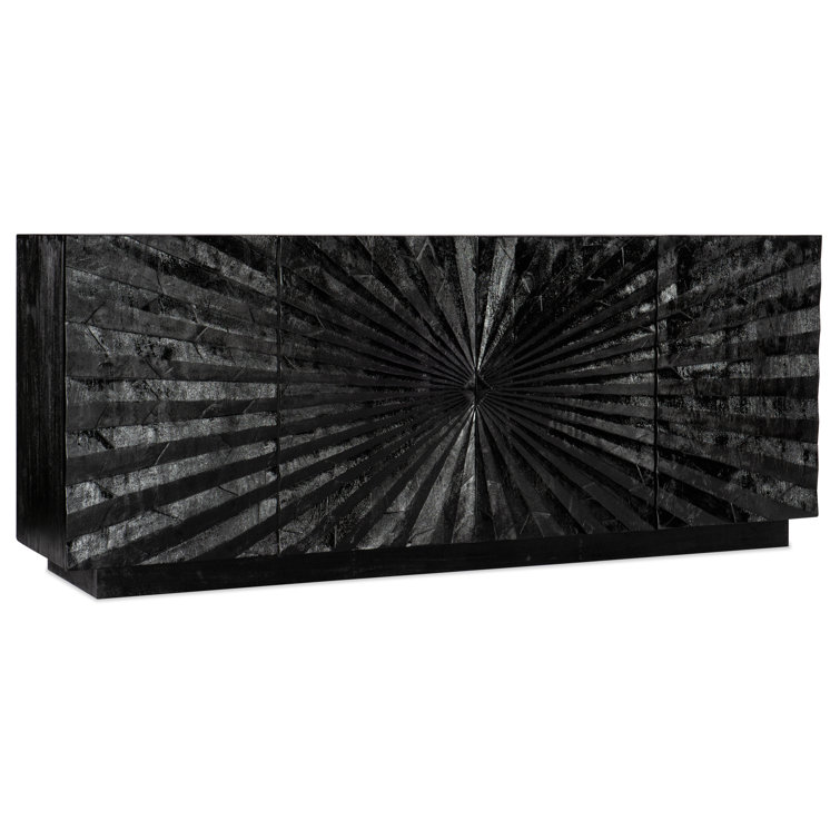 Black Solid Wood 78'' Media Console with Cabinet