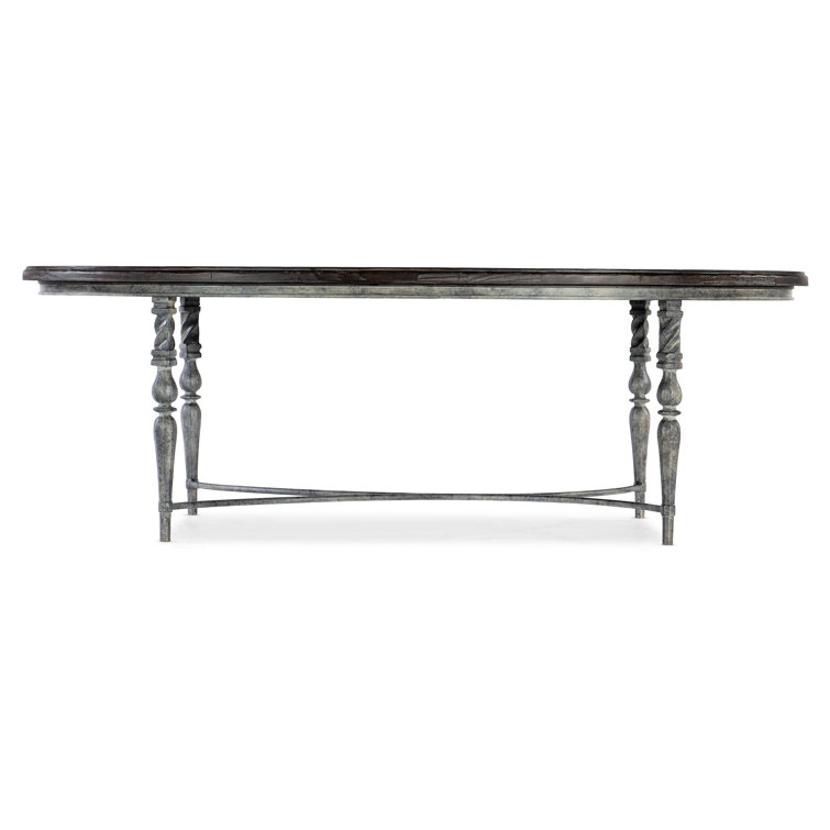 Maduro Finish Oval Wood and Metal Cocktail Table