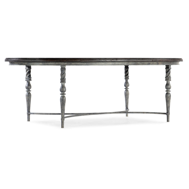 Maduro Finish Oval Wood and Metal Cocktail Table