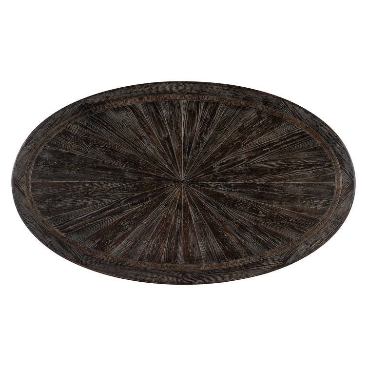 Maduro Finish Oval Wood and Metal Cocktail Table