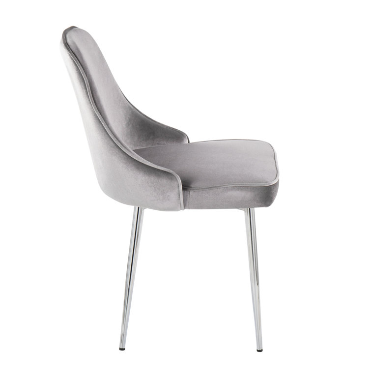 High-Back Silver Velvet Upholstered Parsons Side Chair with Chrome Frame