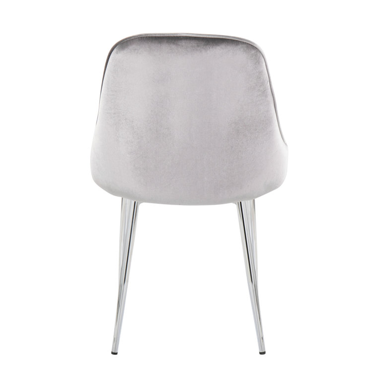High-Back Silver Velvet Upholstered Parsons Side Chair with Chrome Frame