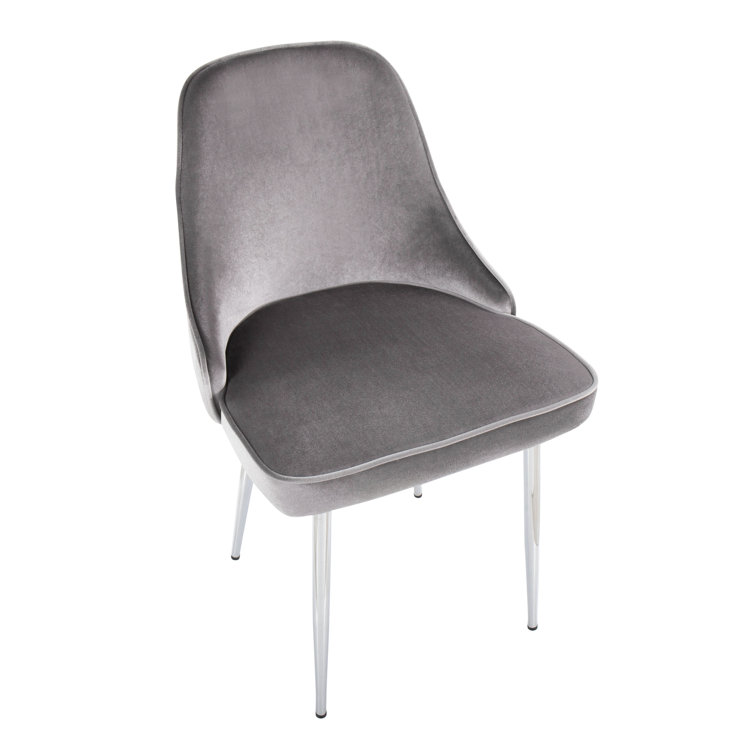High-Back Silver Velvet Upholstered Parsons Side Chair with Chrome Frame