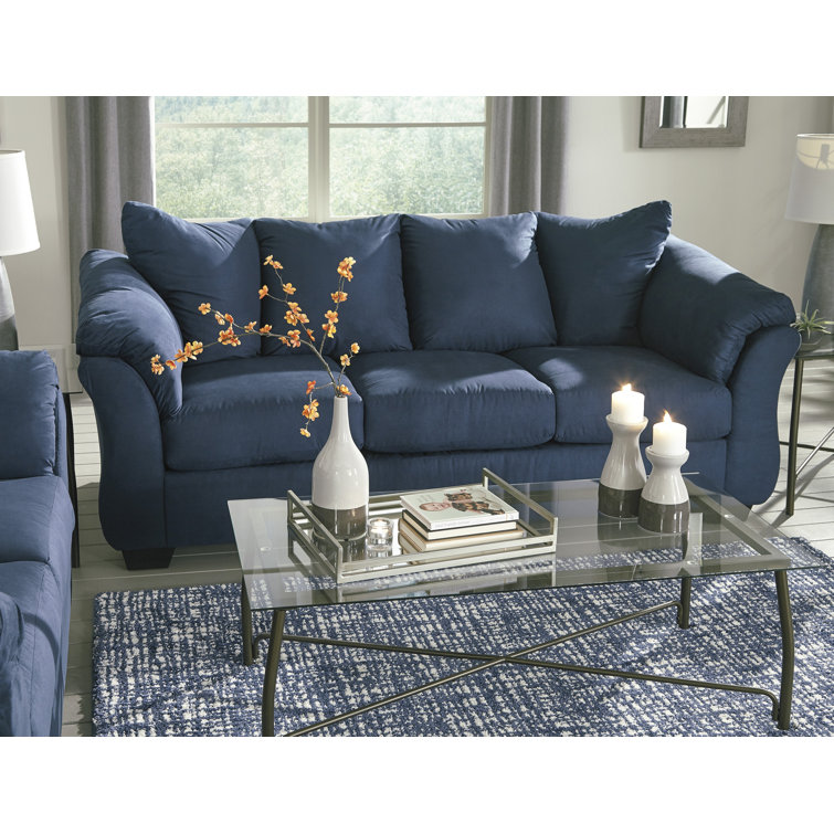 Contemporary Darcy 89'' Navy Blue Upholstered Sofa