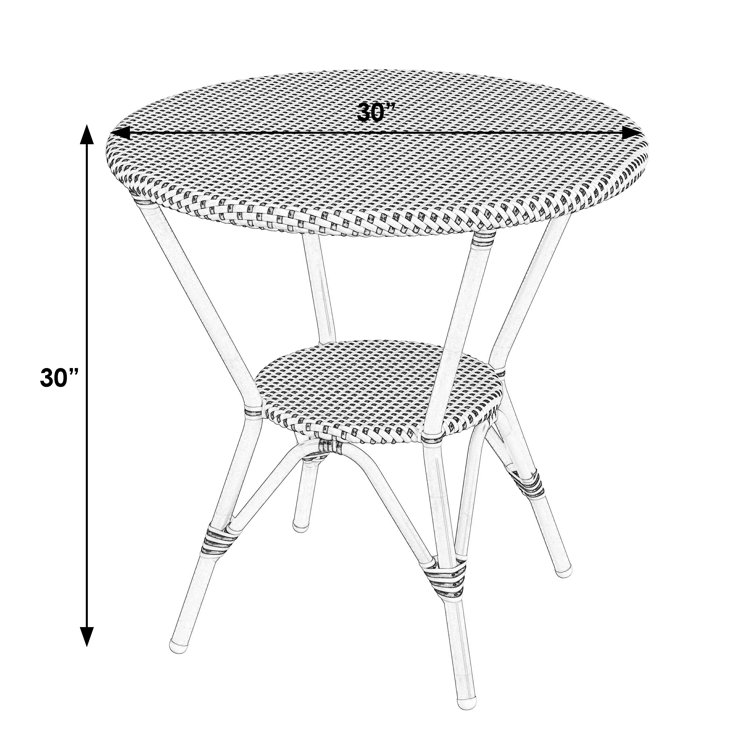 Tobias Beige and White Outdoor Rattan Bistro Table
