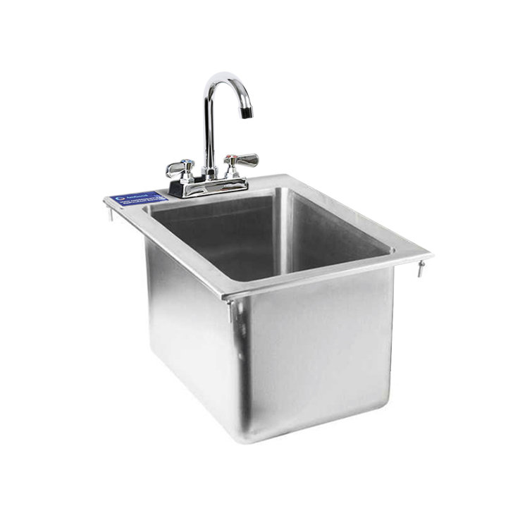 Stainless Steel Drop-In Sink with Faucet 10in x 14in x 10in