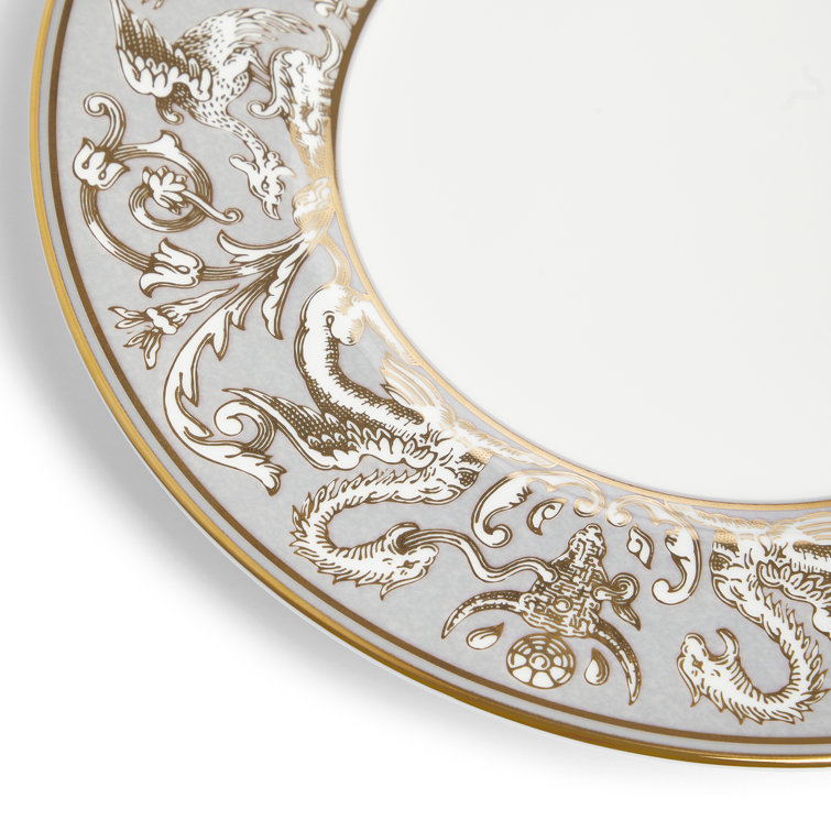 French Country Gray Porcelain Animal Print Salad Plate