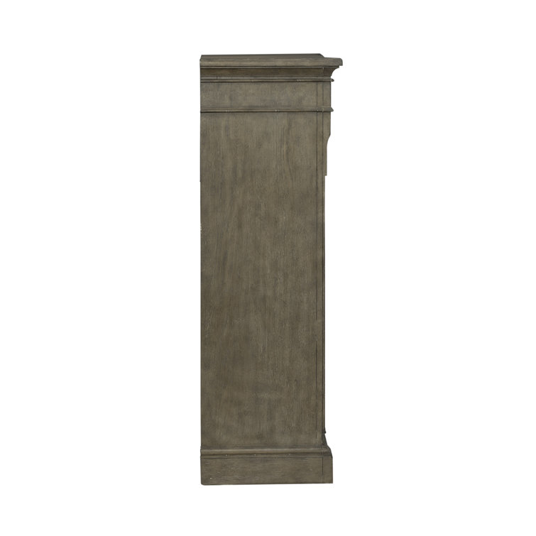 Dusty Taupe Oak Veneer Queen Panel Bed Set with Dresser and Mirror